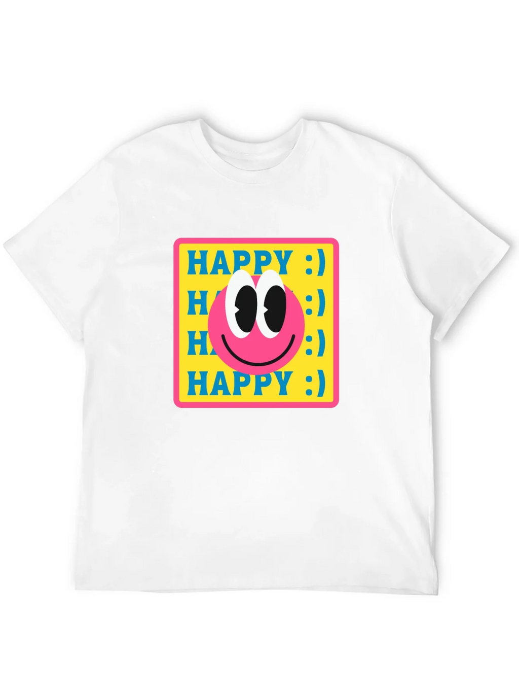 Happy Smiley Face Graphic Tee - Retro Style