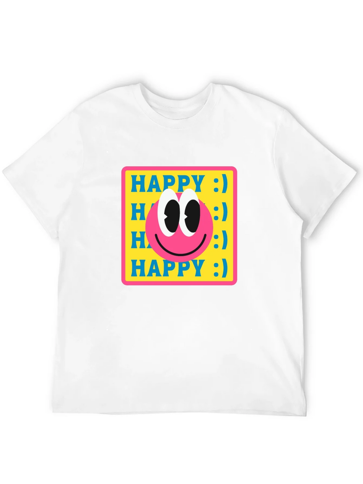 Happy Smiley Face Graphic Tee - Retro Style