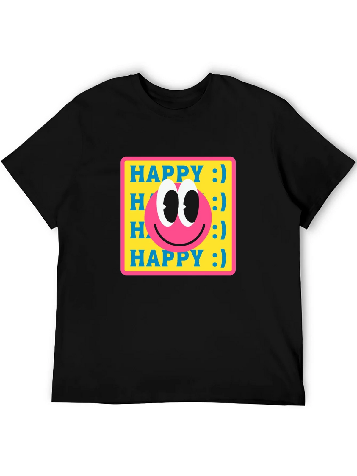 Happy Smiley Face Graphic Tee - Retro Style