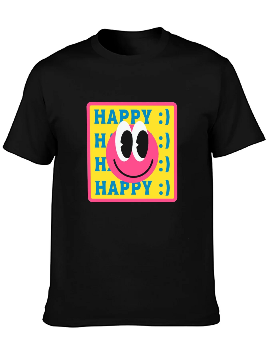 Happy Smiley Face Graphic Tee - Retro Style