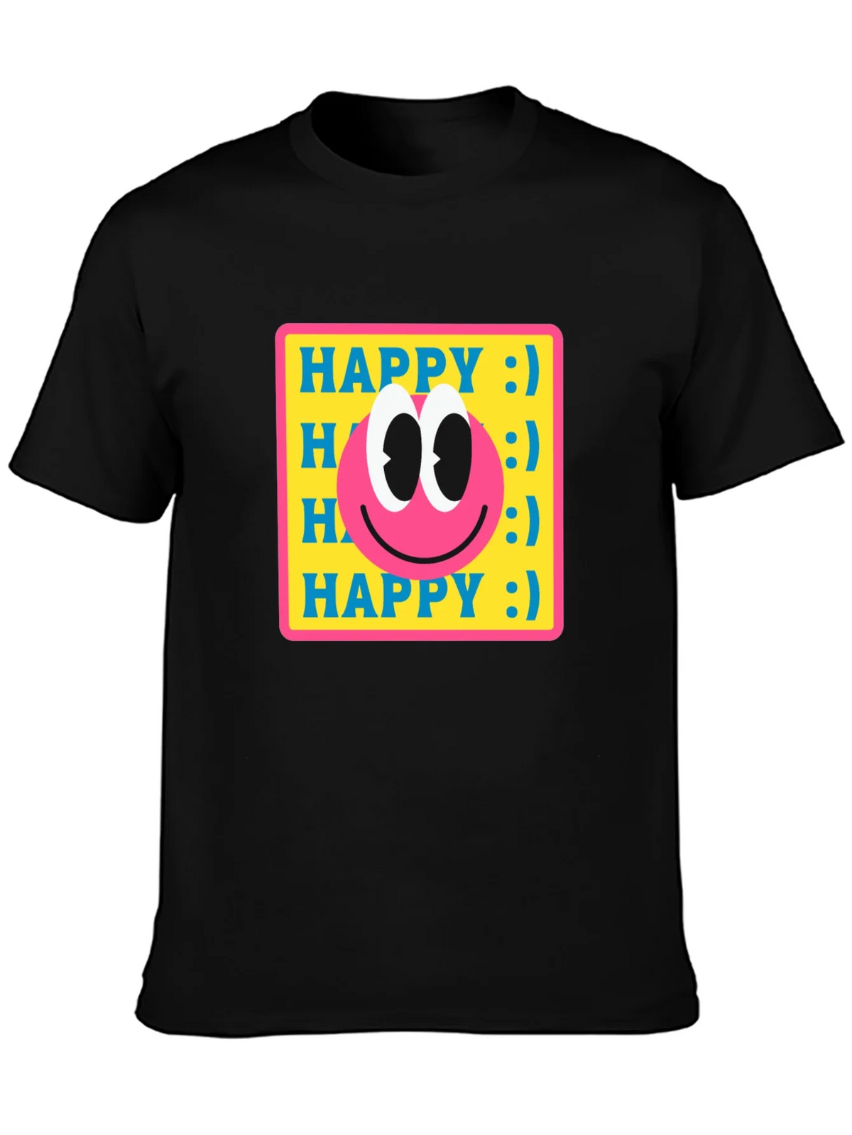 Happy Smiley Face Graphic Tee - Retro Style