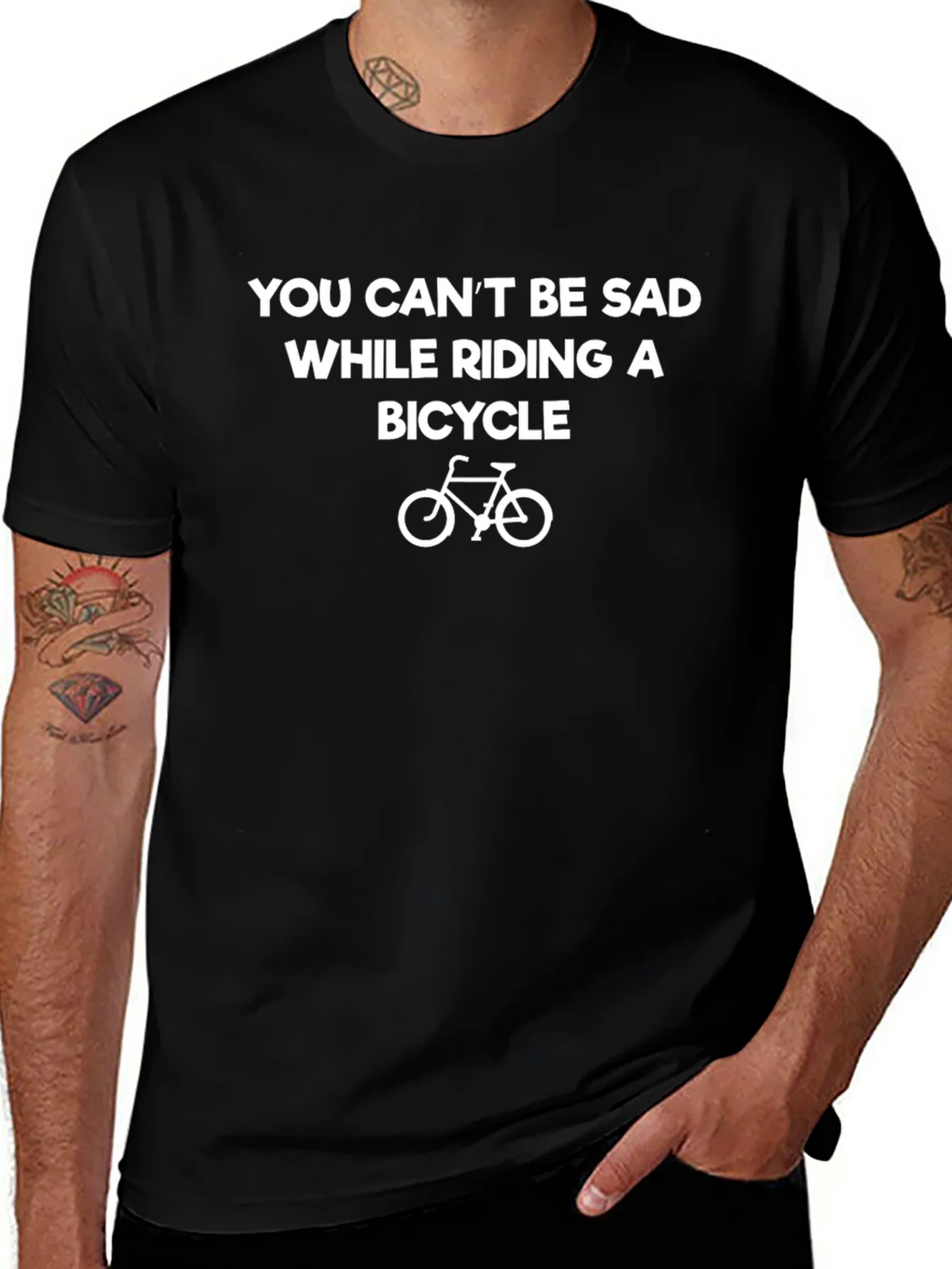 Funny Bicycle Graphic Tee - You Cant Be Sad Shirt