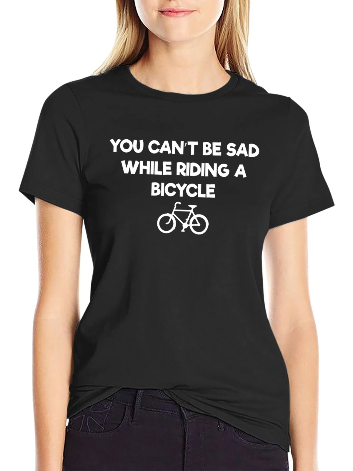 Funny Bicycle Graphic Tee - You Cant Be Sad Shirt