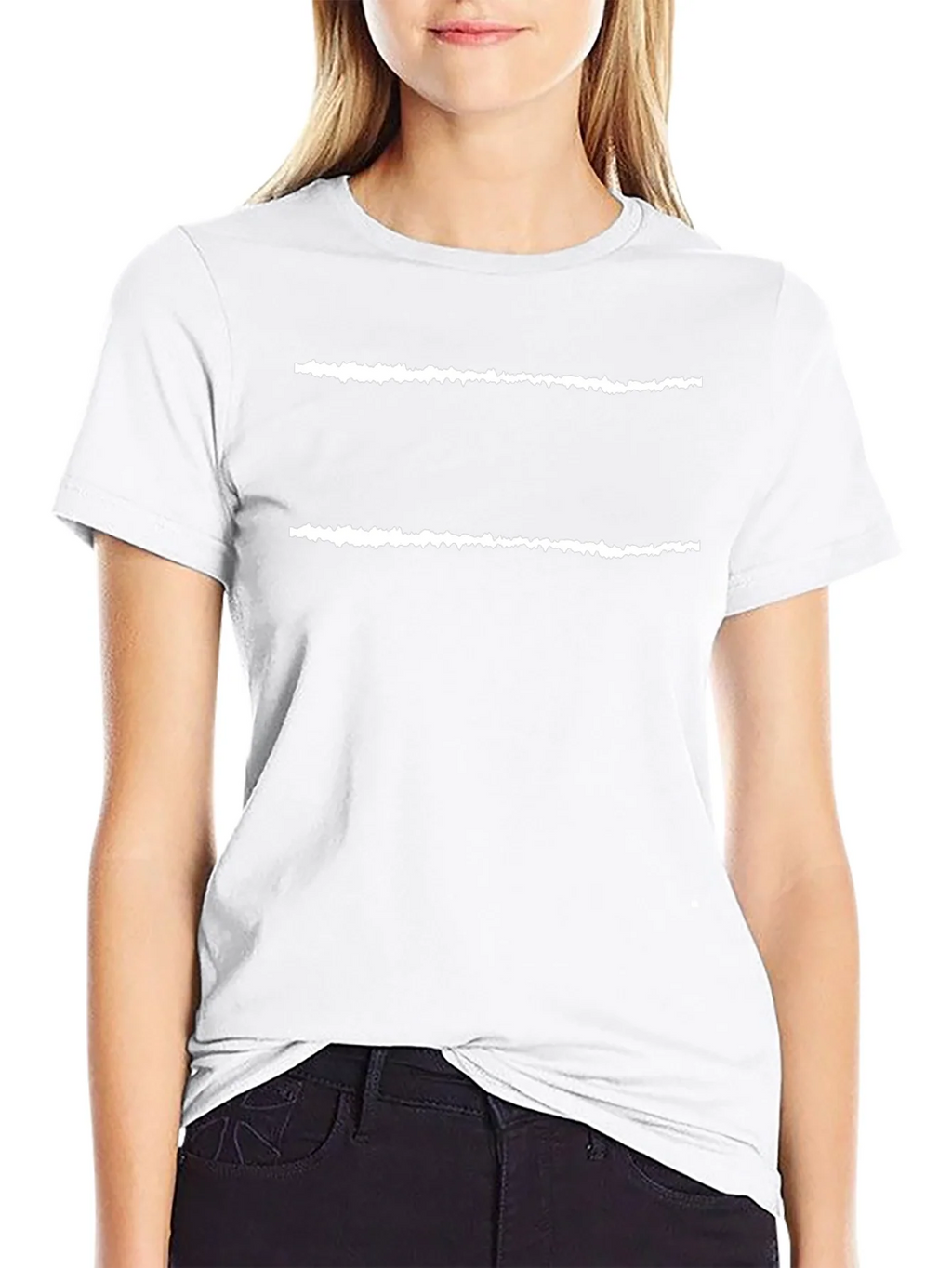 Mens Black T-Shirt with White Line Design