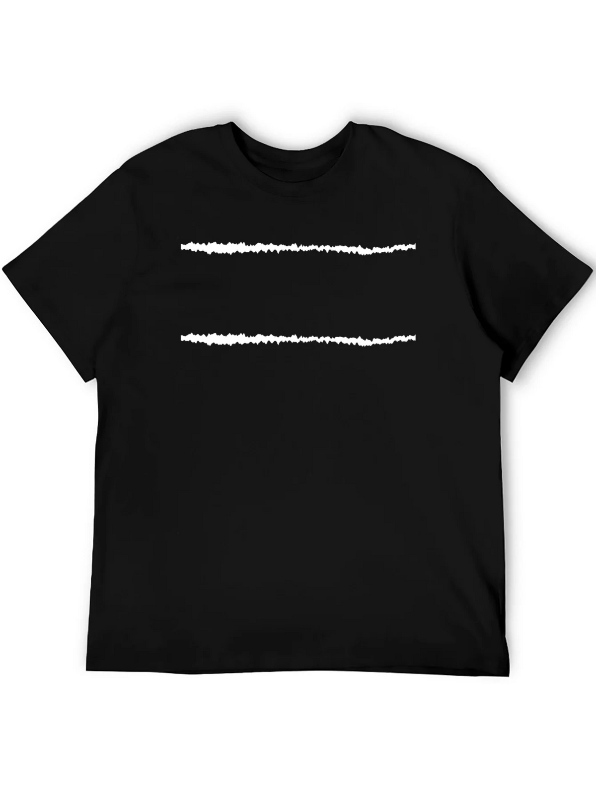 Mens Black T-Shirt with White Line Design