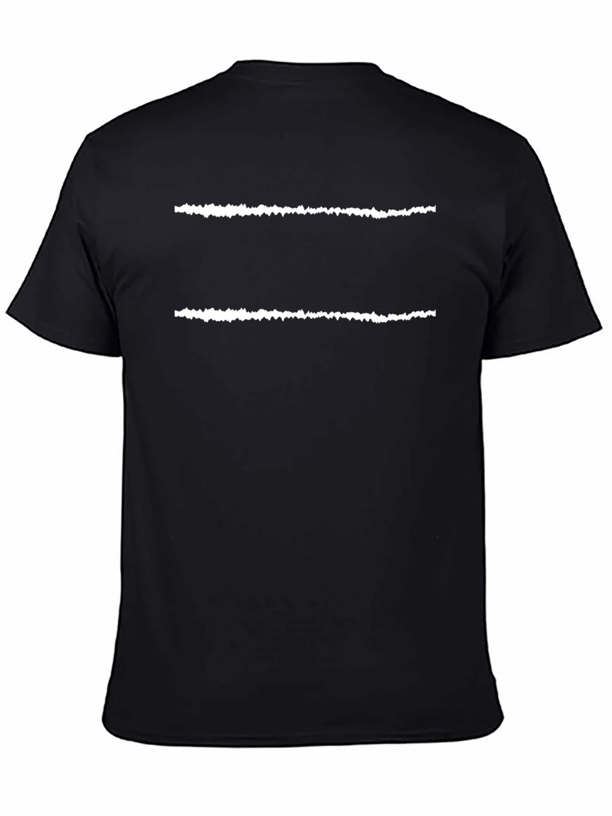 Mens Black T-Shirt with White Line Design