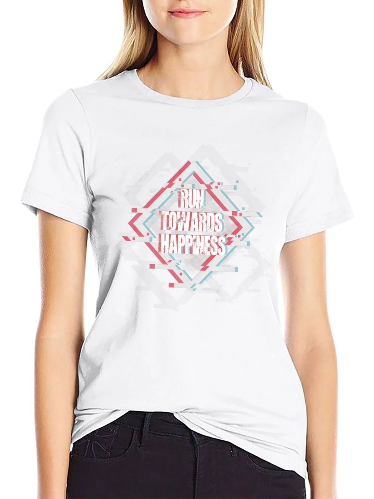 Run Towards Happiness Black Tee