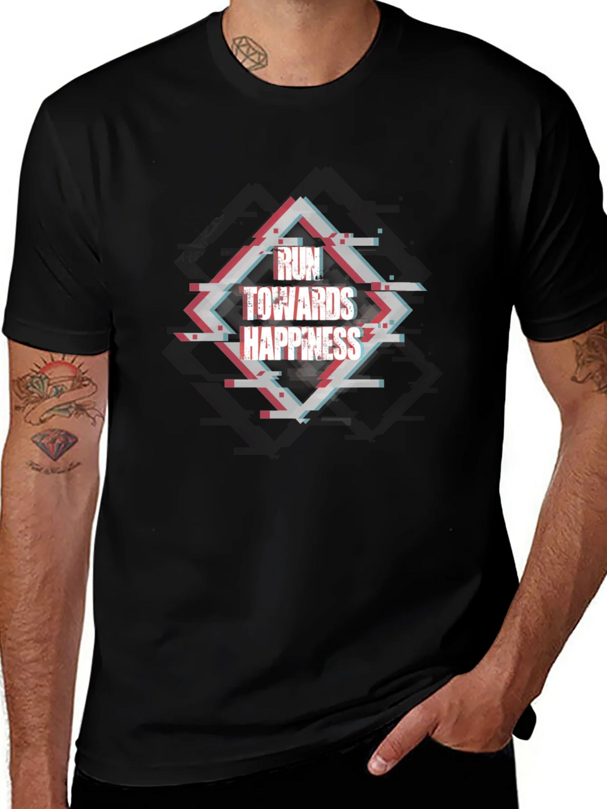 Run Towards Happiness Black Tee