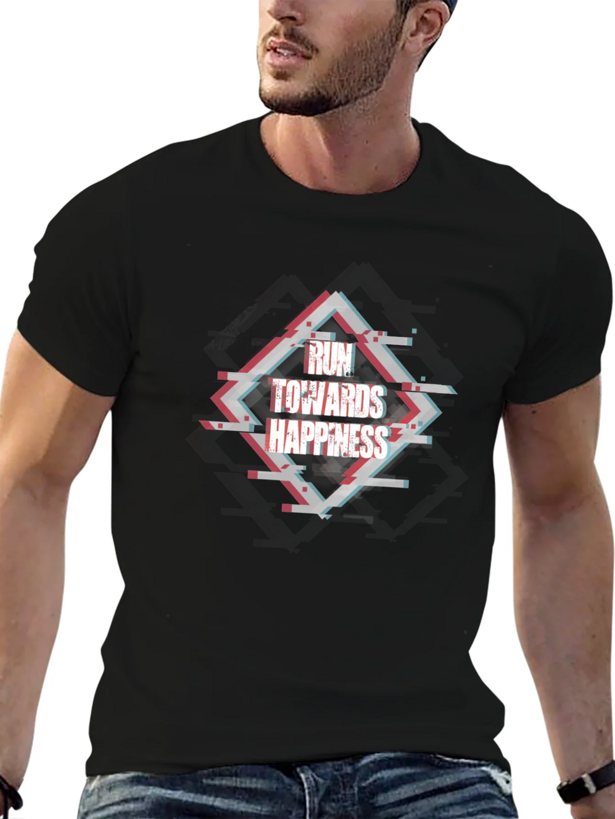 Run Towards Happiness Black Tee