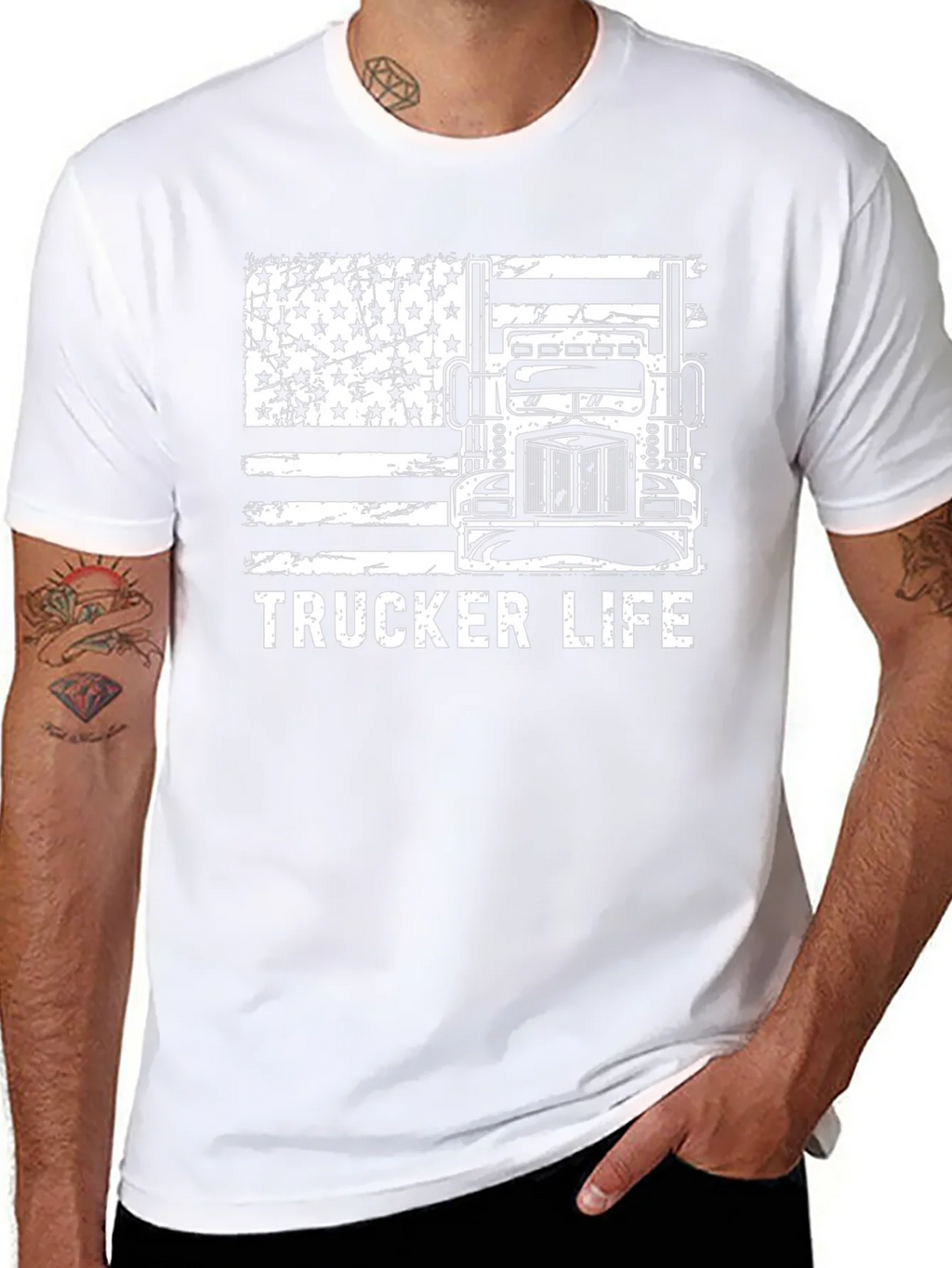 Trucker Life American Flag Graphic Tee