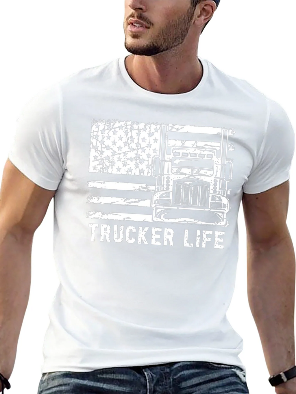 Trucker Life American Flag Graphic Tee
