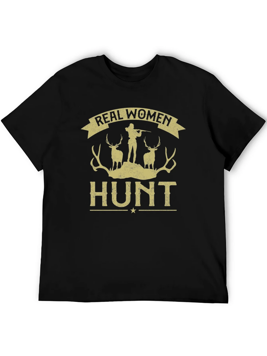 Real Women Hunt Graphic Tee - Black Cotton