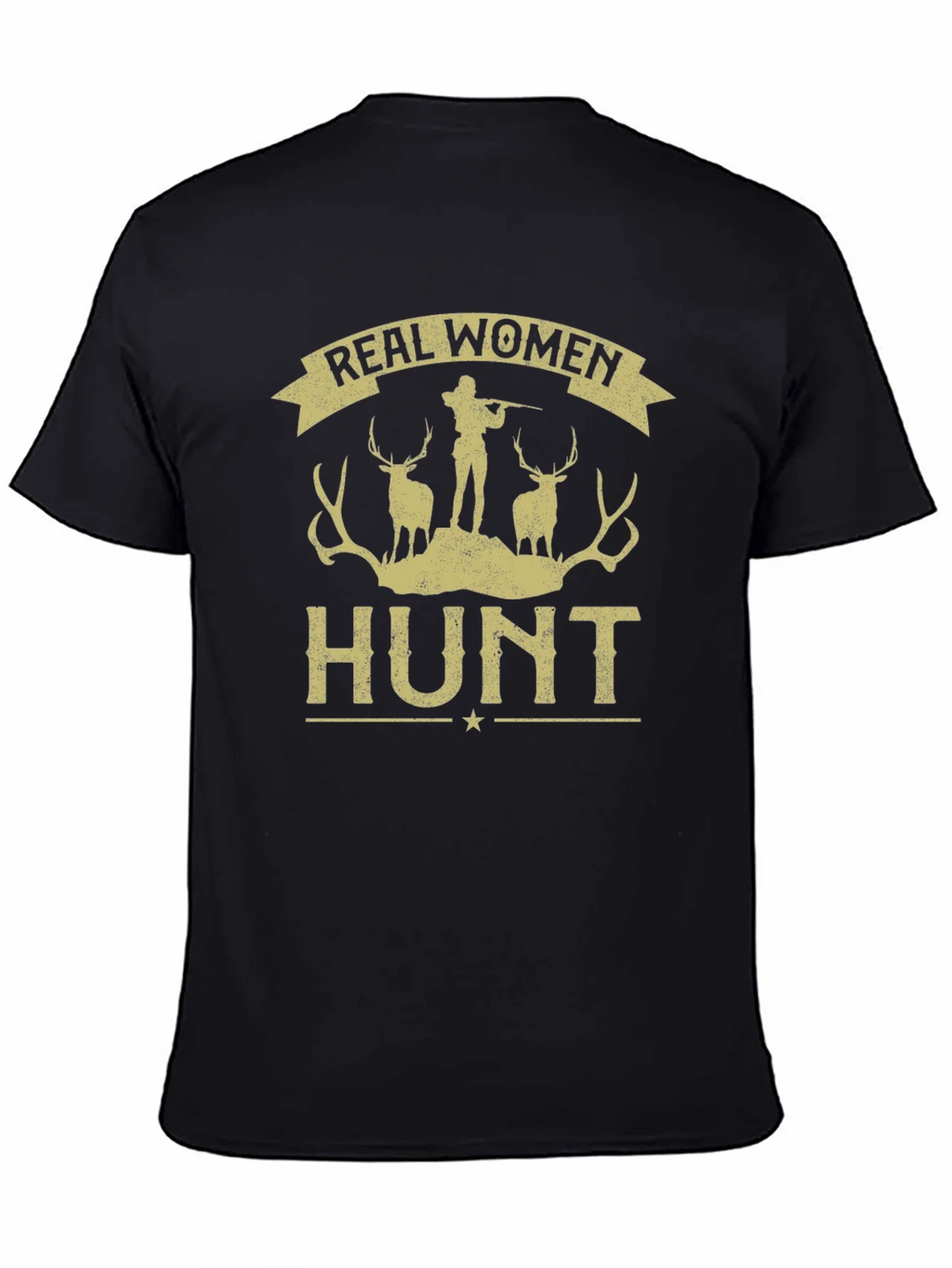 Real Women Hunt Graphic Tee - Black Cotton