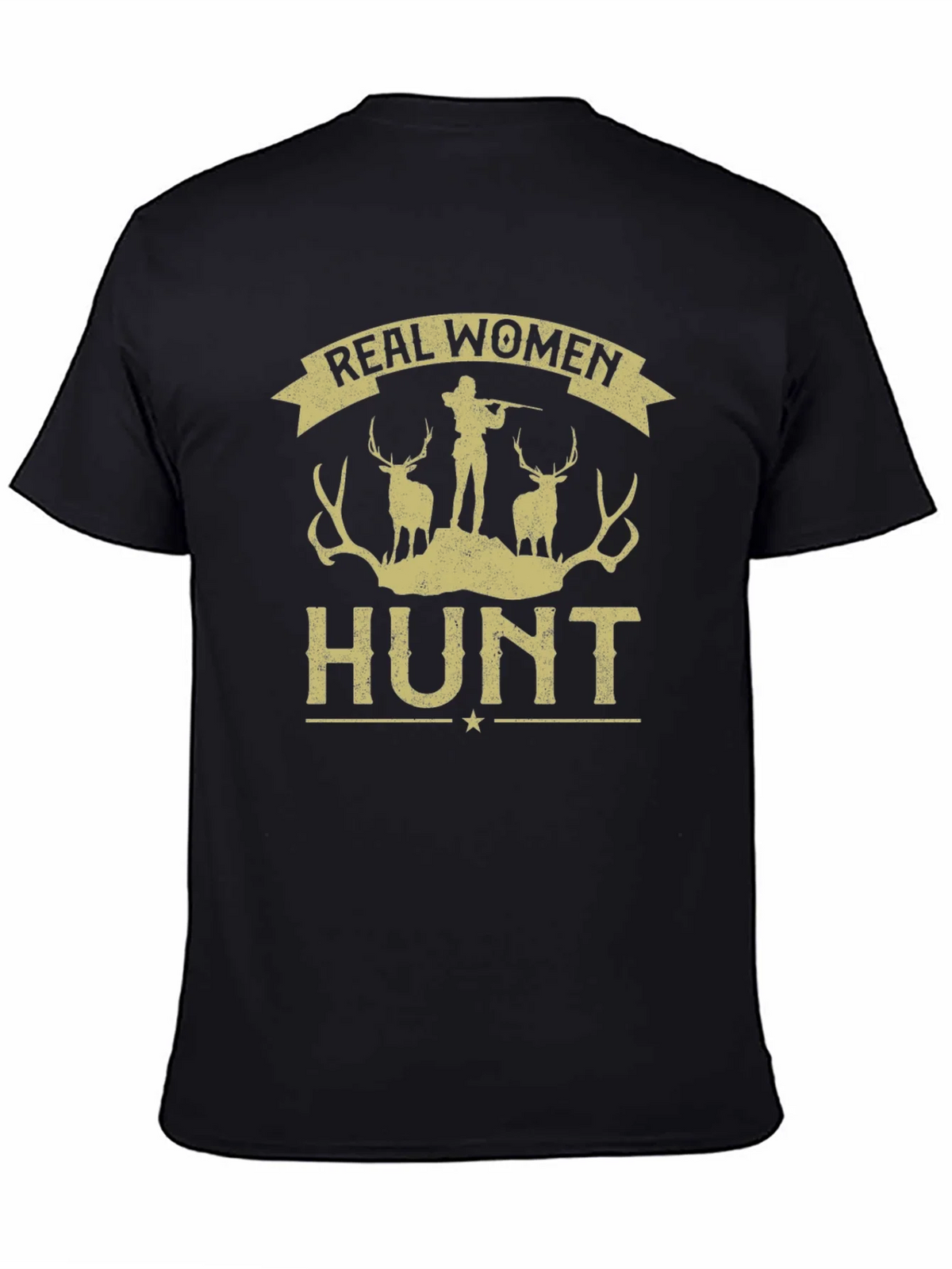 Real Women Hunt Graphic Tee - Black Cotton