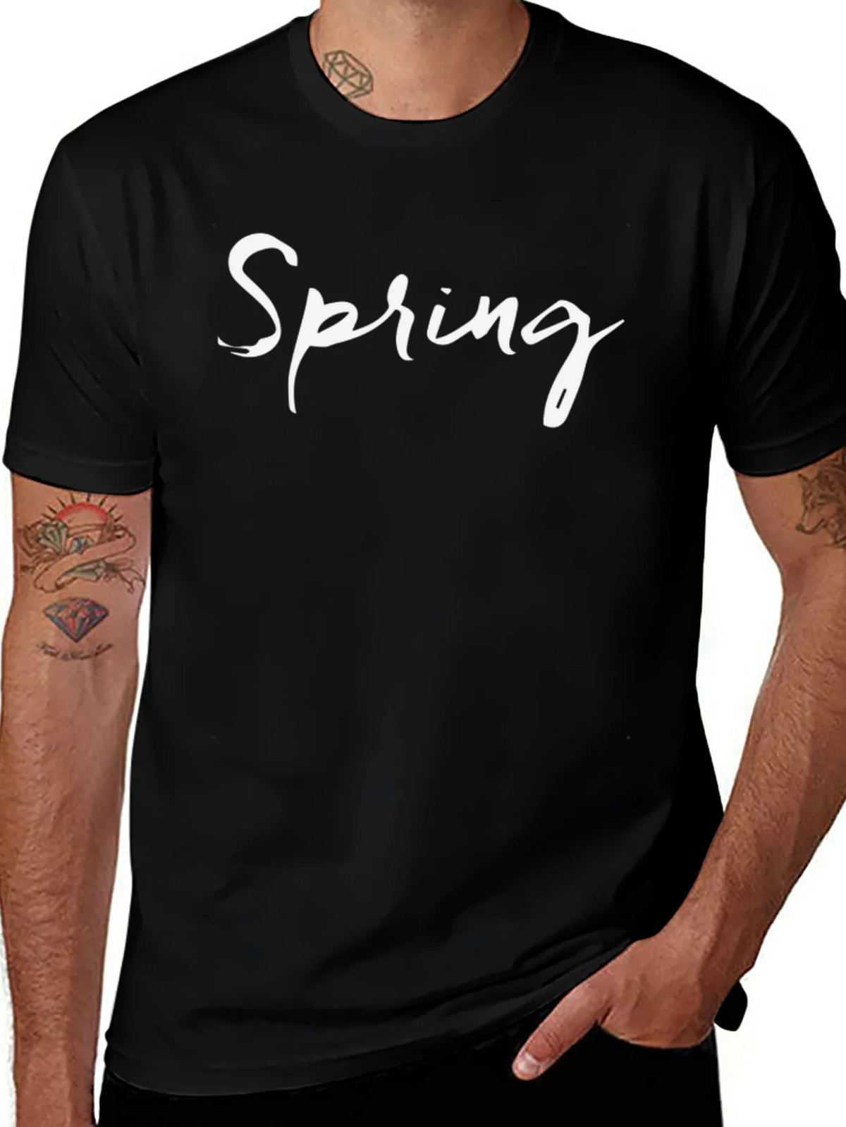 Spring Graphic T-Shirt - Black Casual Tee