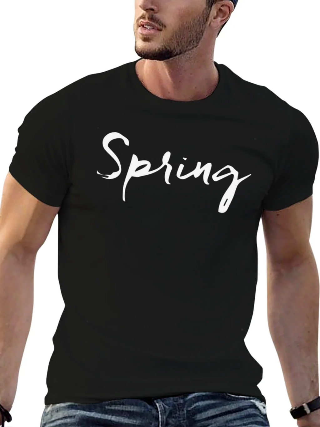 Spring Graphic T-Shirt - Black Casual Tee