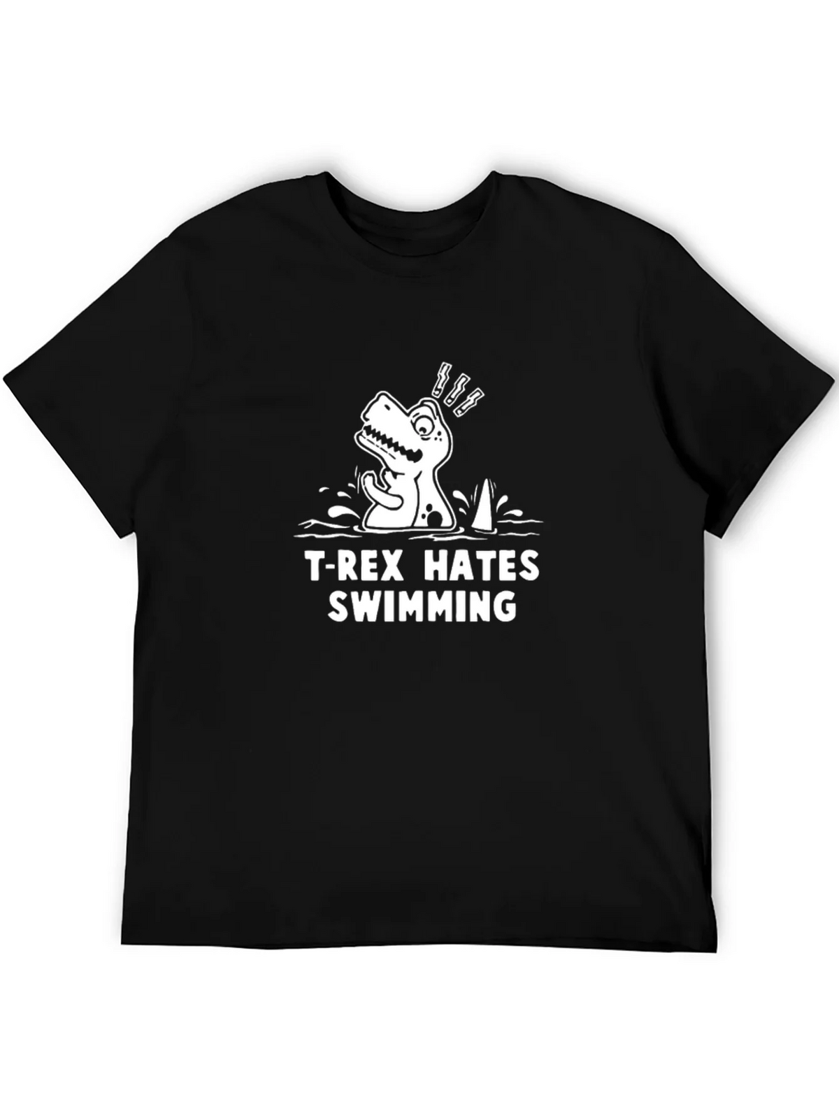 T-Rex Hates Swimming Graphic Tee - Funny Dinosaur Shirt