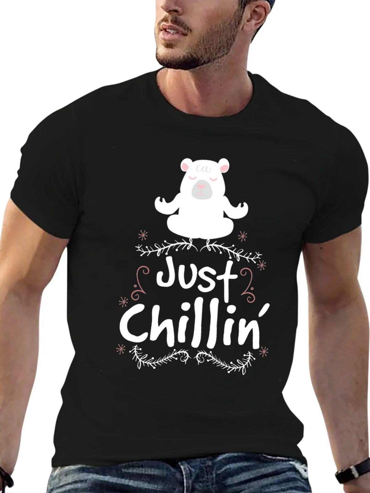 Just Chillin Bear Graphic Tee - Black