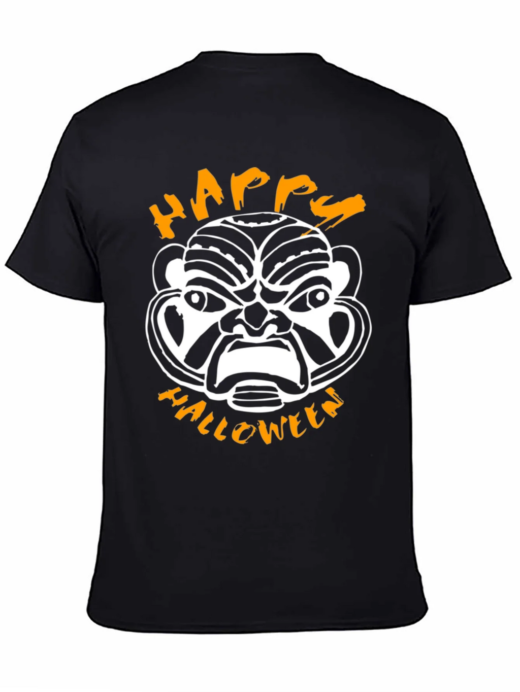 Happy Halloween Mask Graphic Tee - Black