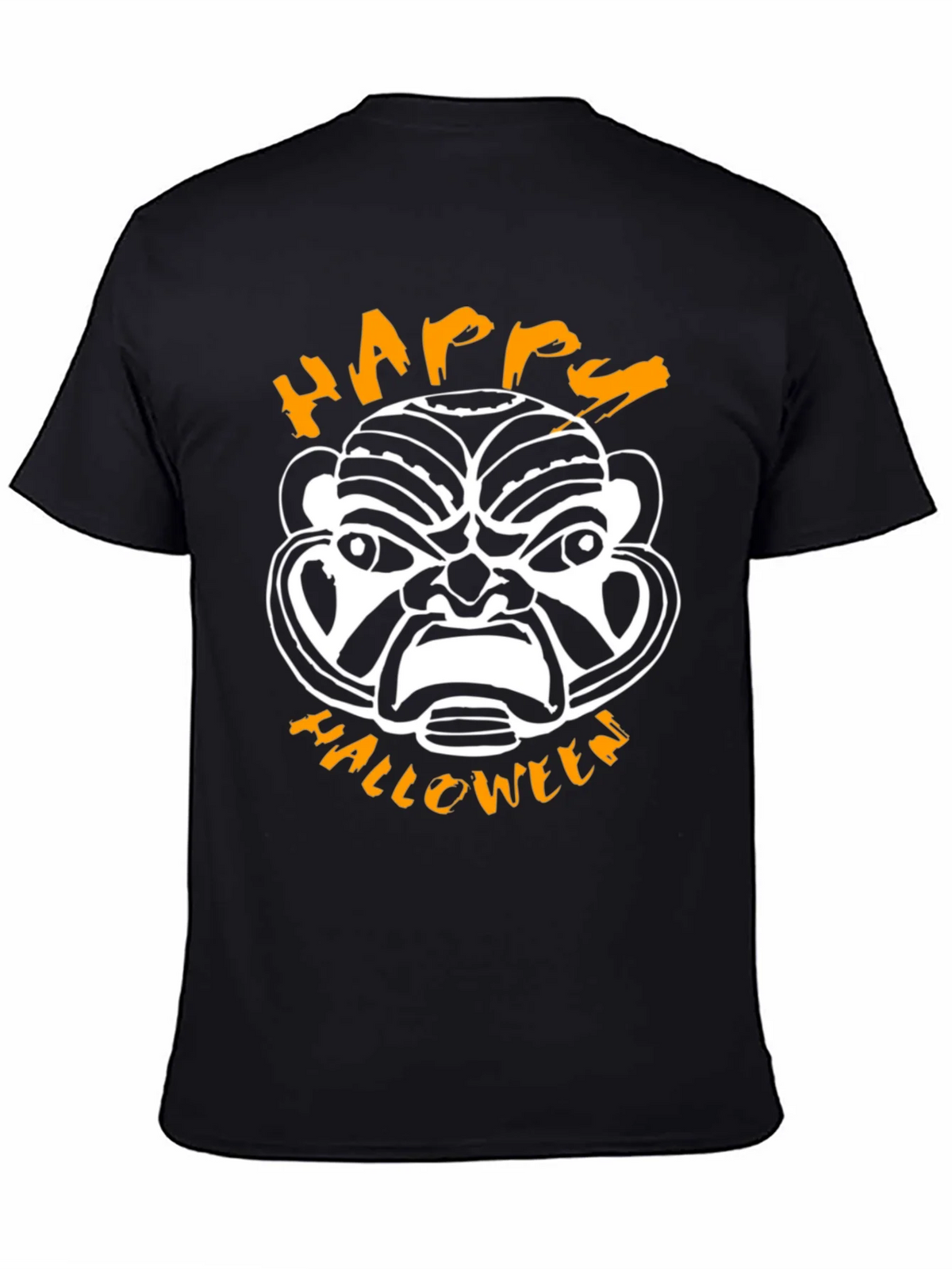 Happy Halloween Mask Graphic Tee - Black