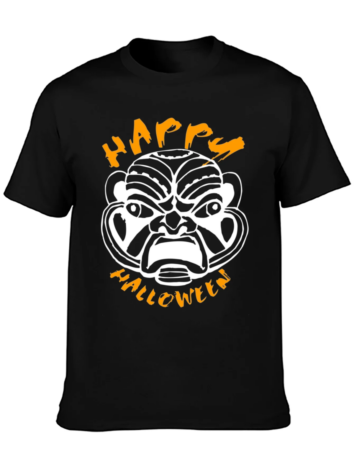Happy Halloween Mask Graphic Tee - Black