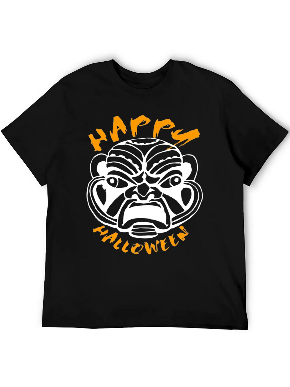 Happy Halloween Mask Graphic Tee - Black