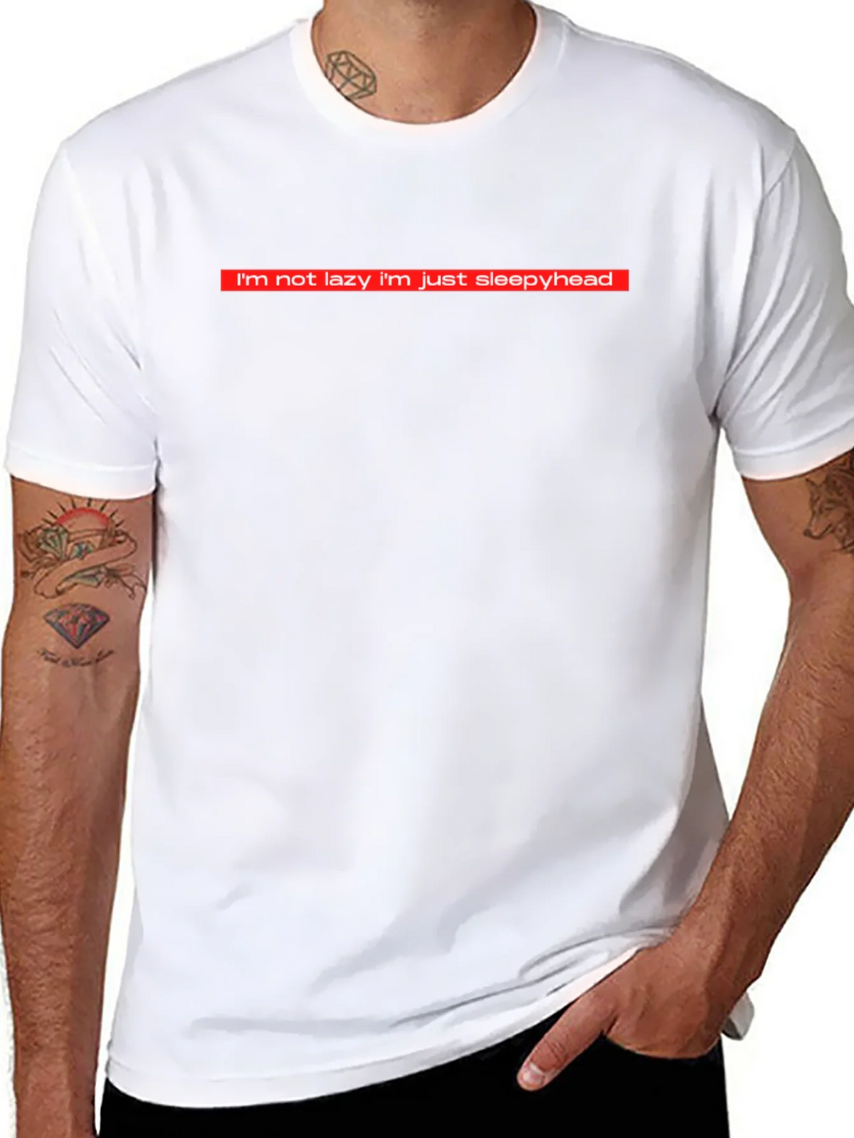 Funny Im Not Lazy Sleepyhead Black T-Shirt