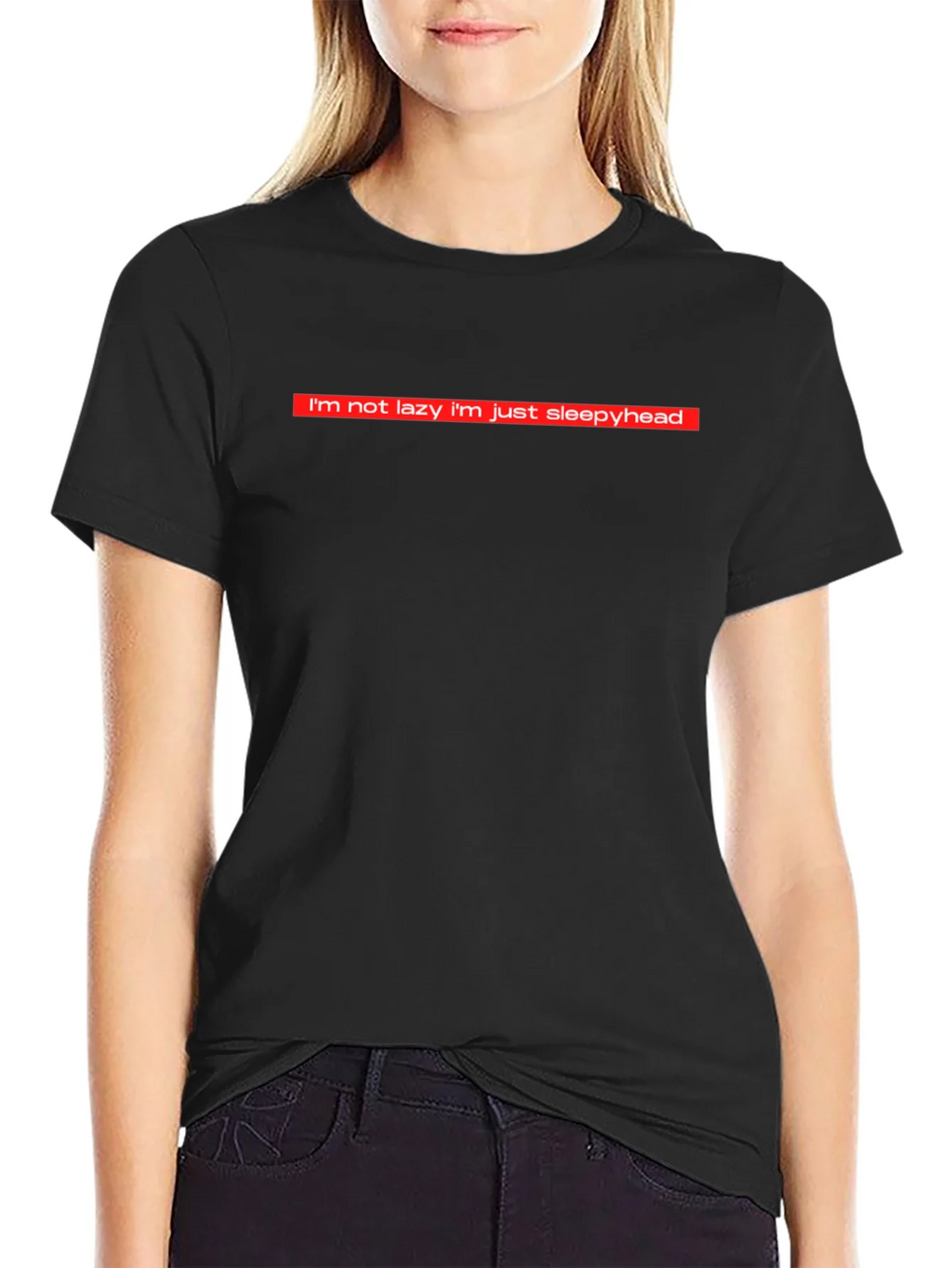 Funny Im Not Lazy Sleepyhead Black T-Shirt