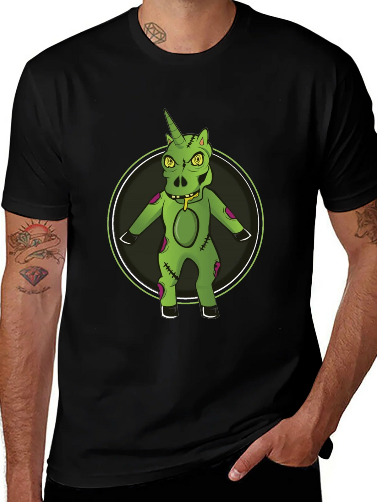 Zombie Unicorn Graphic Tee - Black Cotton T-Shirt