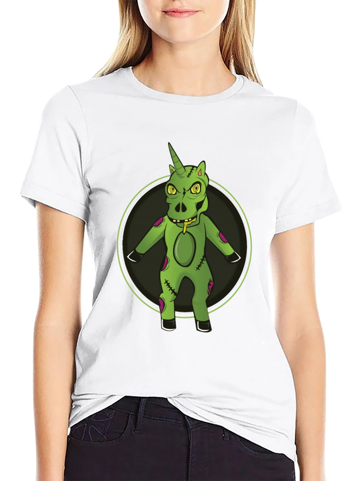 Zombie Unicorn Graphic Tee - Black Cotton T-Shirt