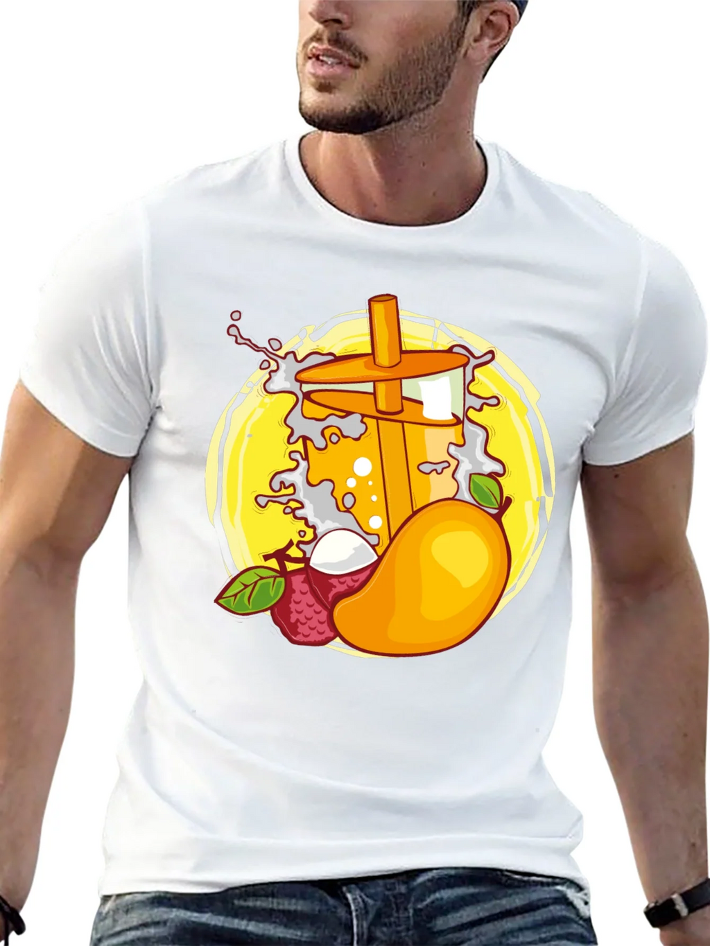 Mango Boba Tea Graphic Tee - Black T-Shirt