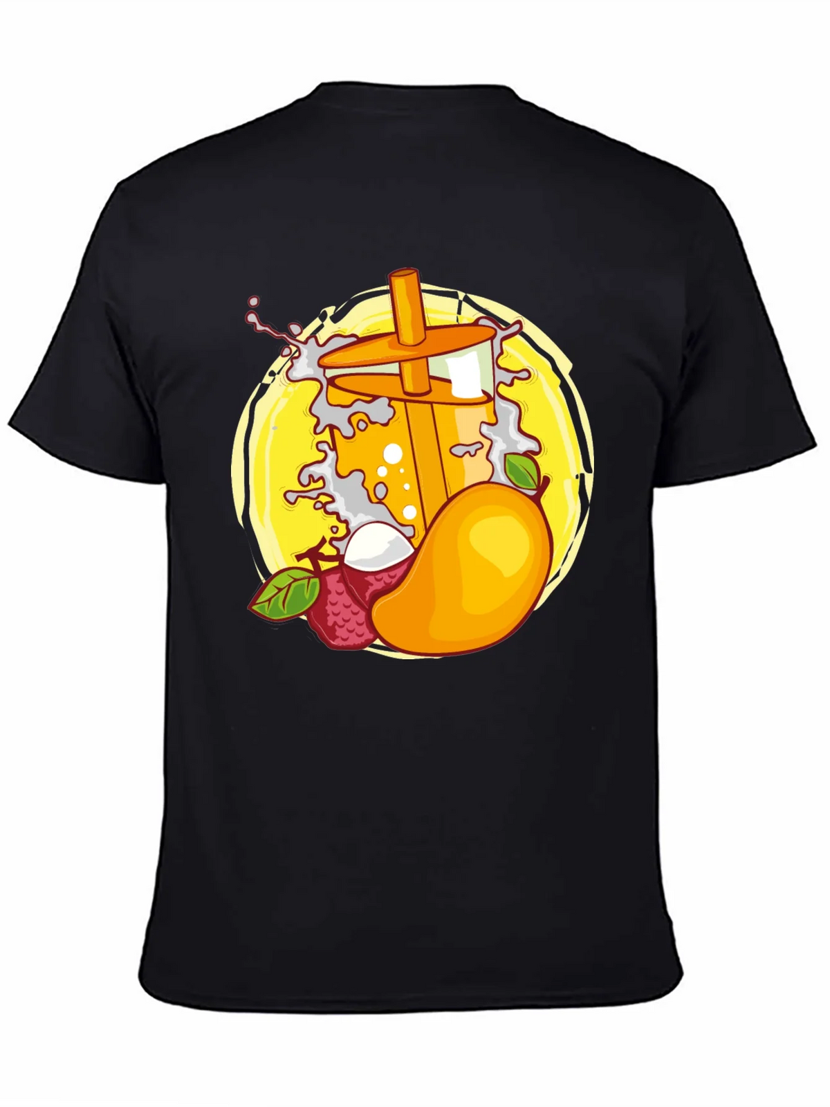Mango Boba Tea Graphic Tee - Black T-Shirt
