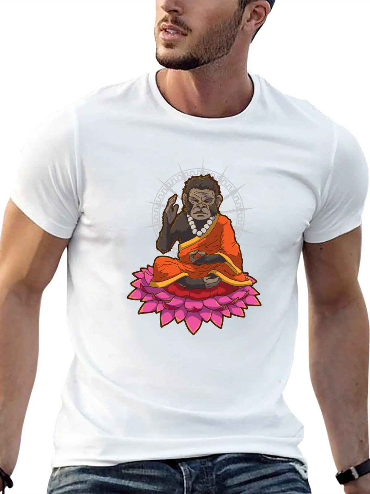Zen Gorilla T-Shirt - Meditating Ape Lotus