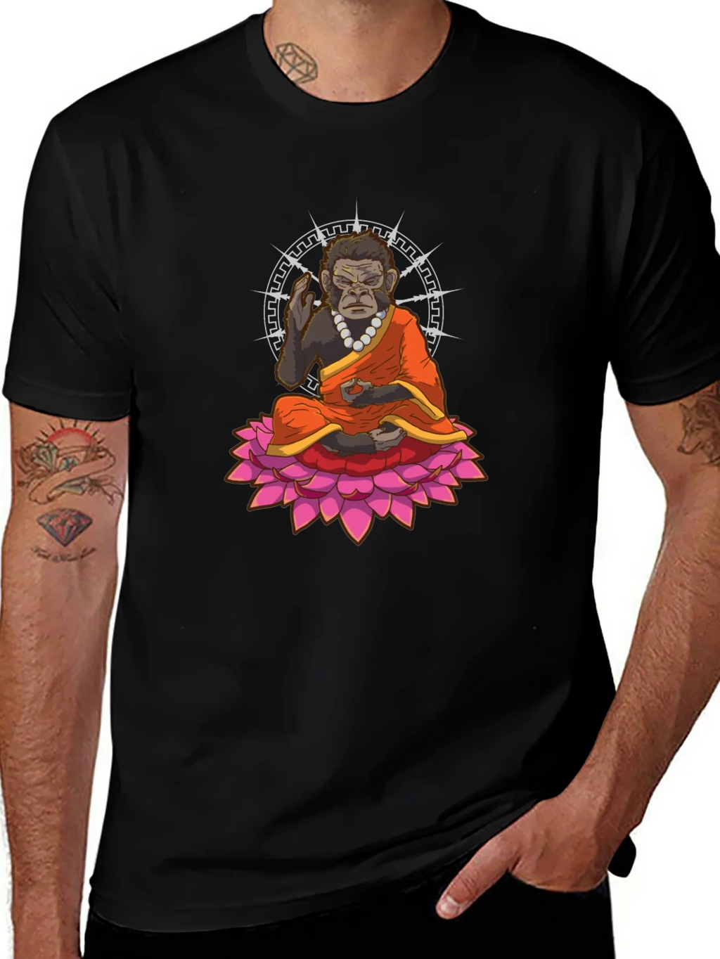 Zen Gorilla T-Shirt - Meditating Ape Lotus