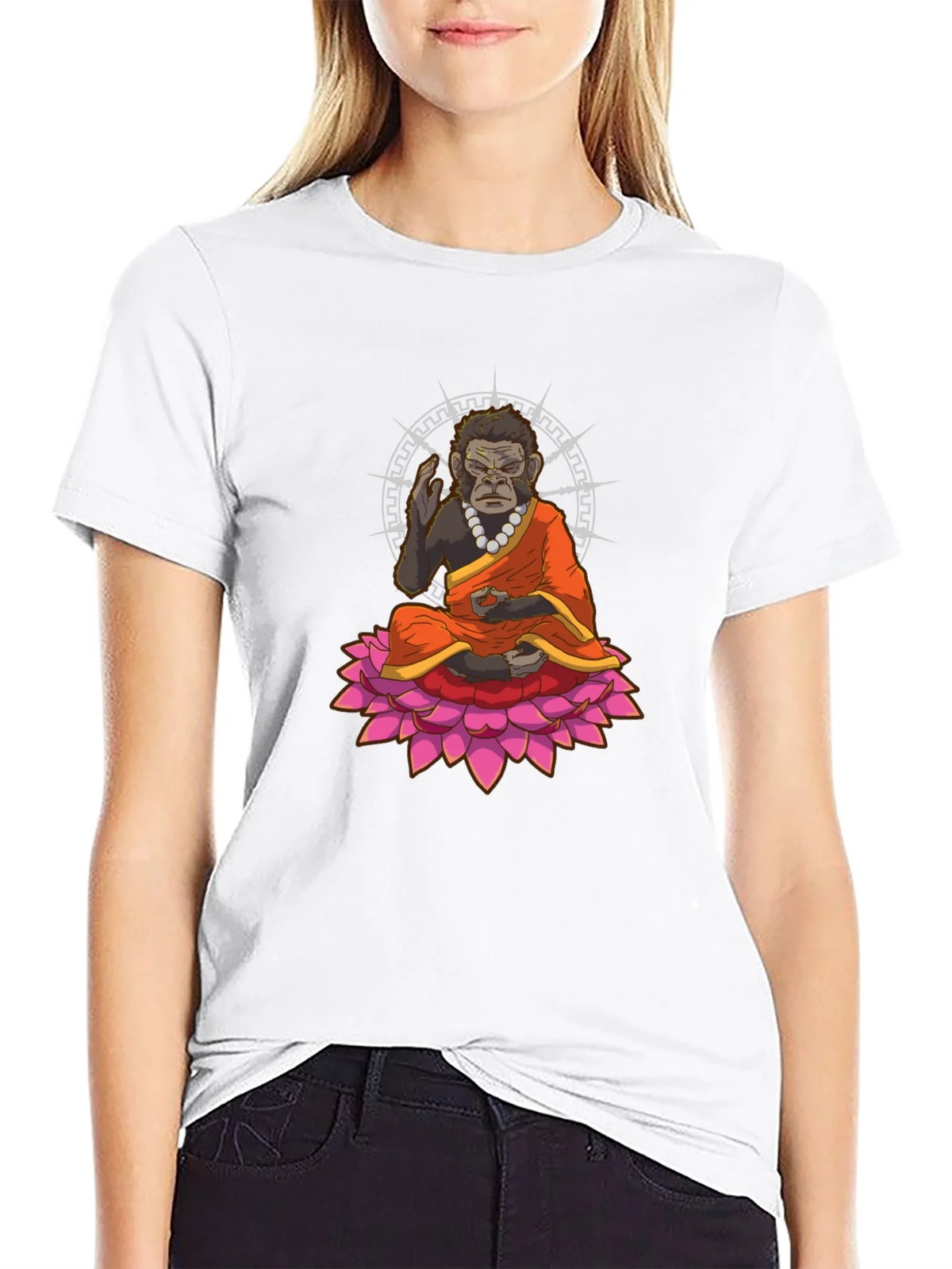 Zen Gorilla T-Shirt - Meditating Ape Lotus