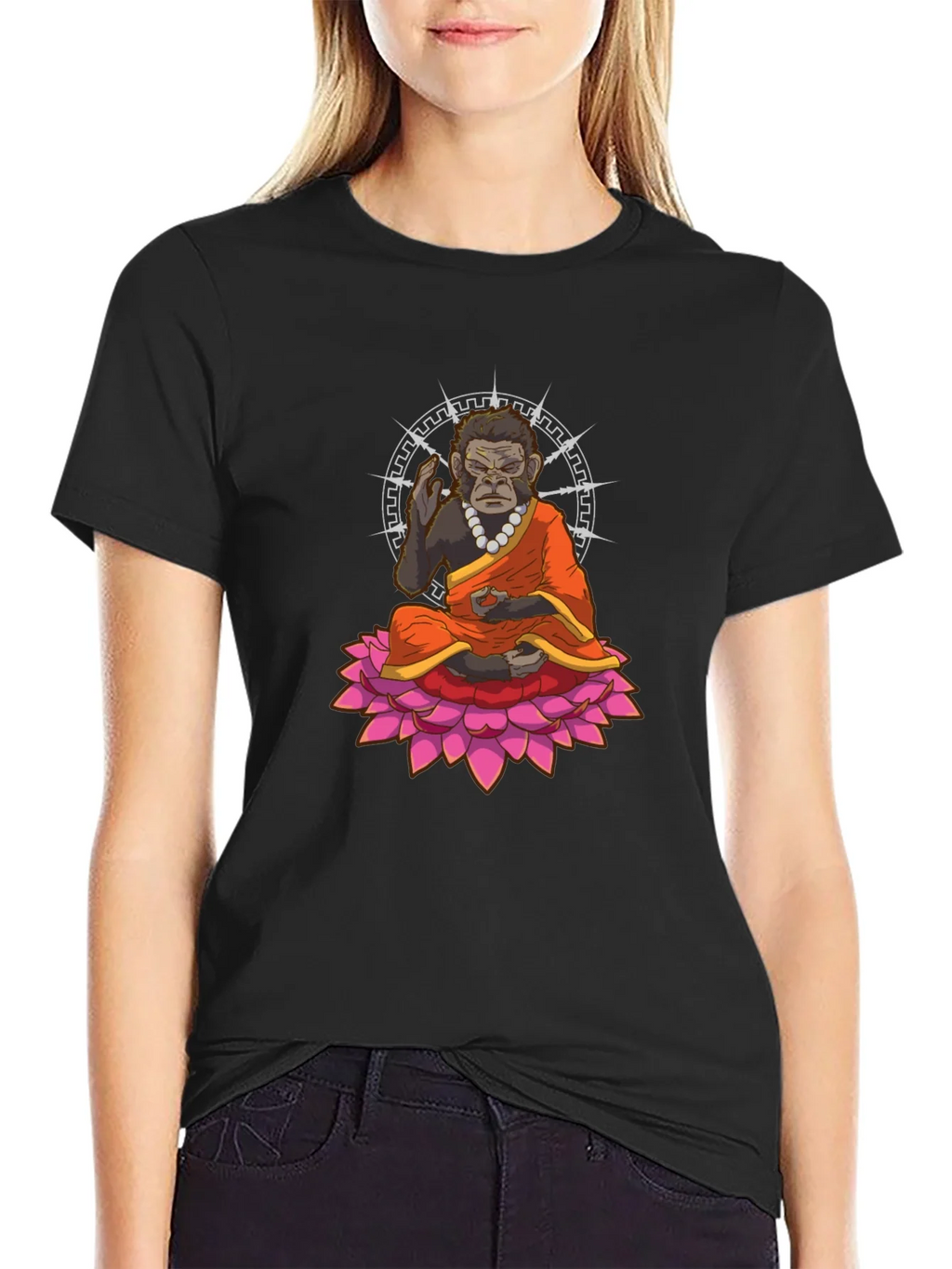 Zen Gorilla T-Shirt - Meditating Ape Lotus