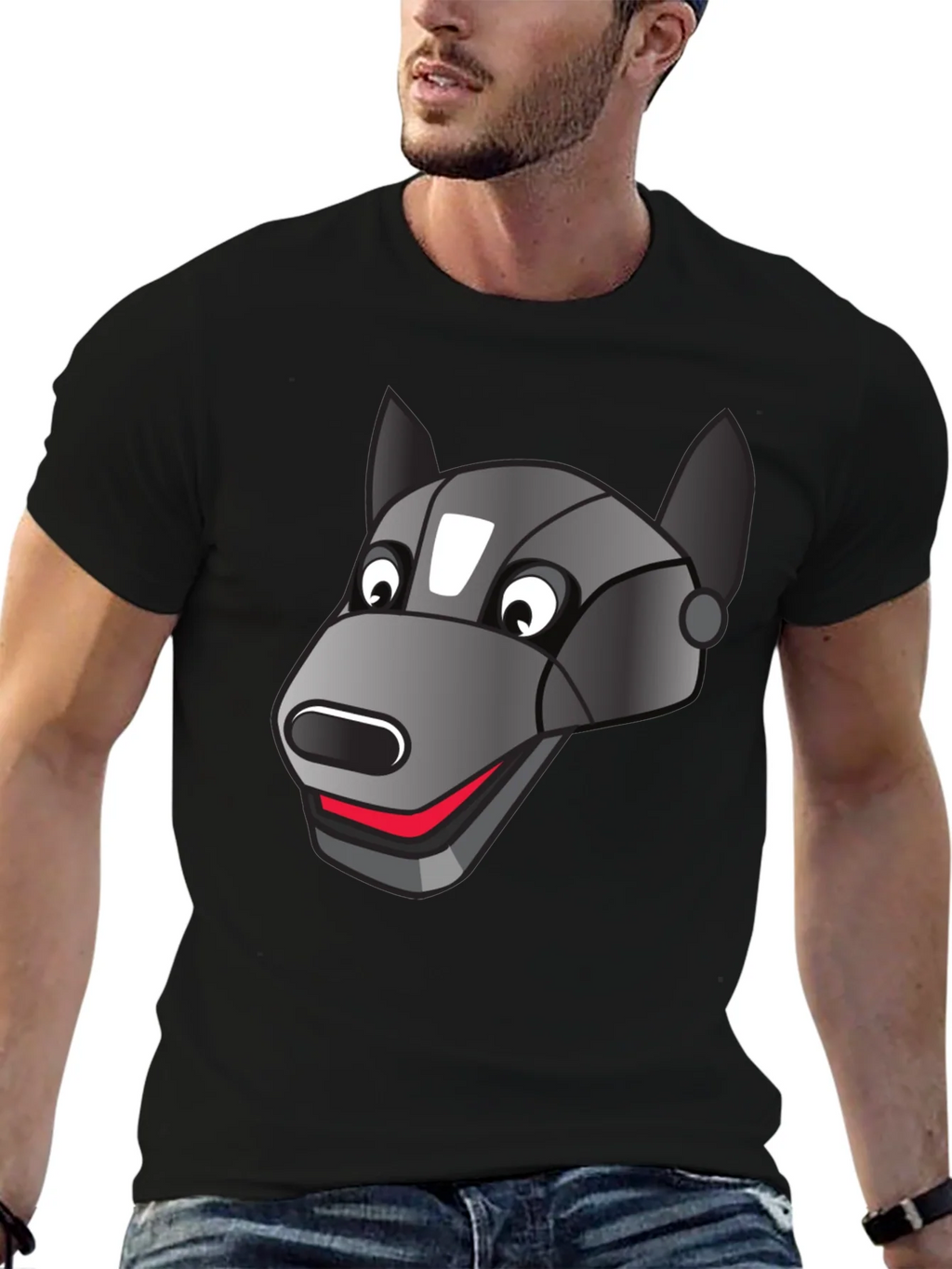 Robotic Dog Graphic T-Shirt - Black