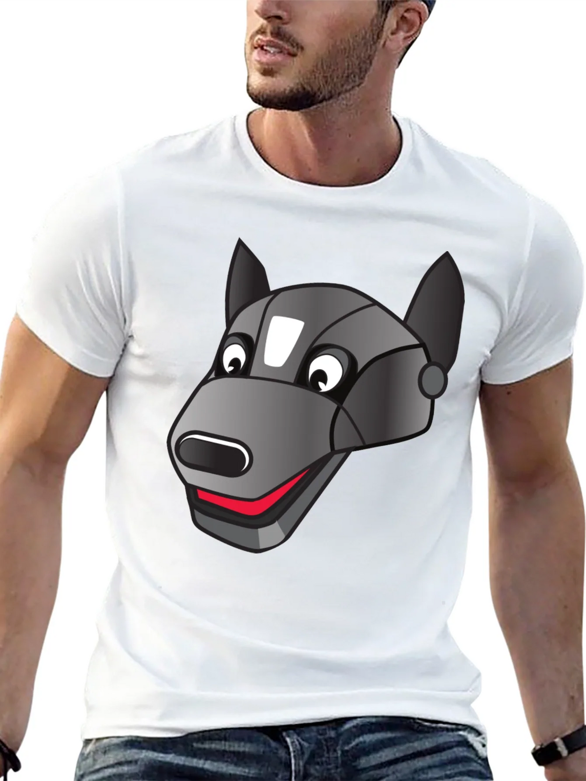 Robotic Dog Graphic T-Shirt - Black
