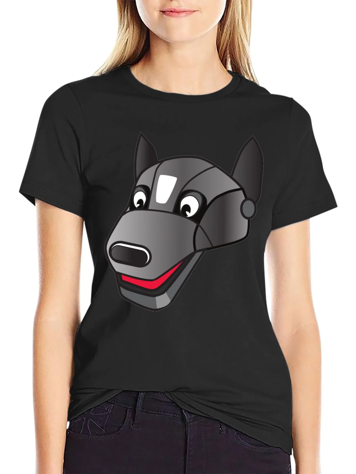 Robotic Dog Graphic T-Shirt - Black