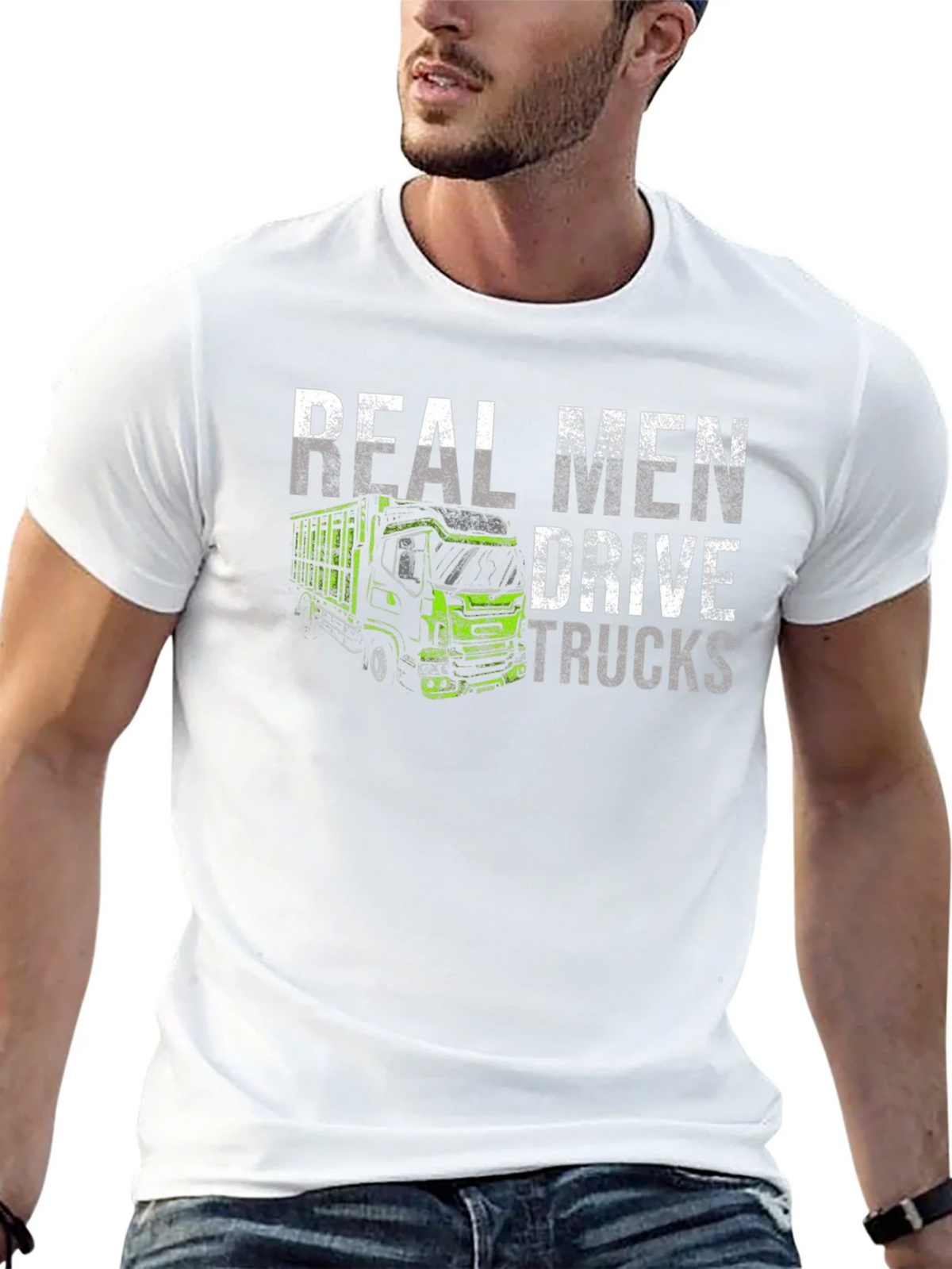Real Men Drive Trucks Black T-Shirt