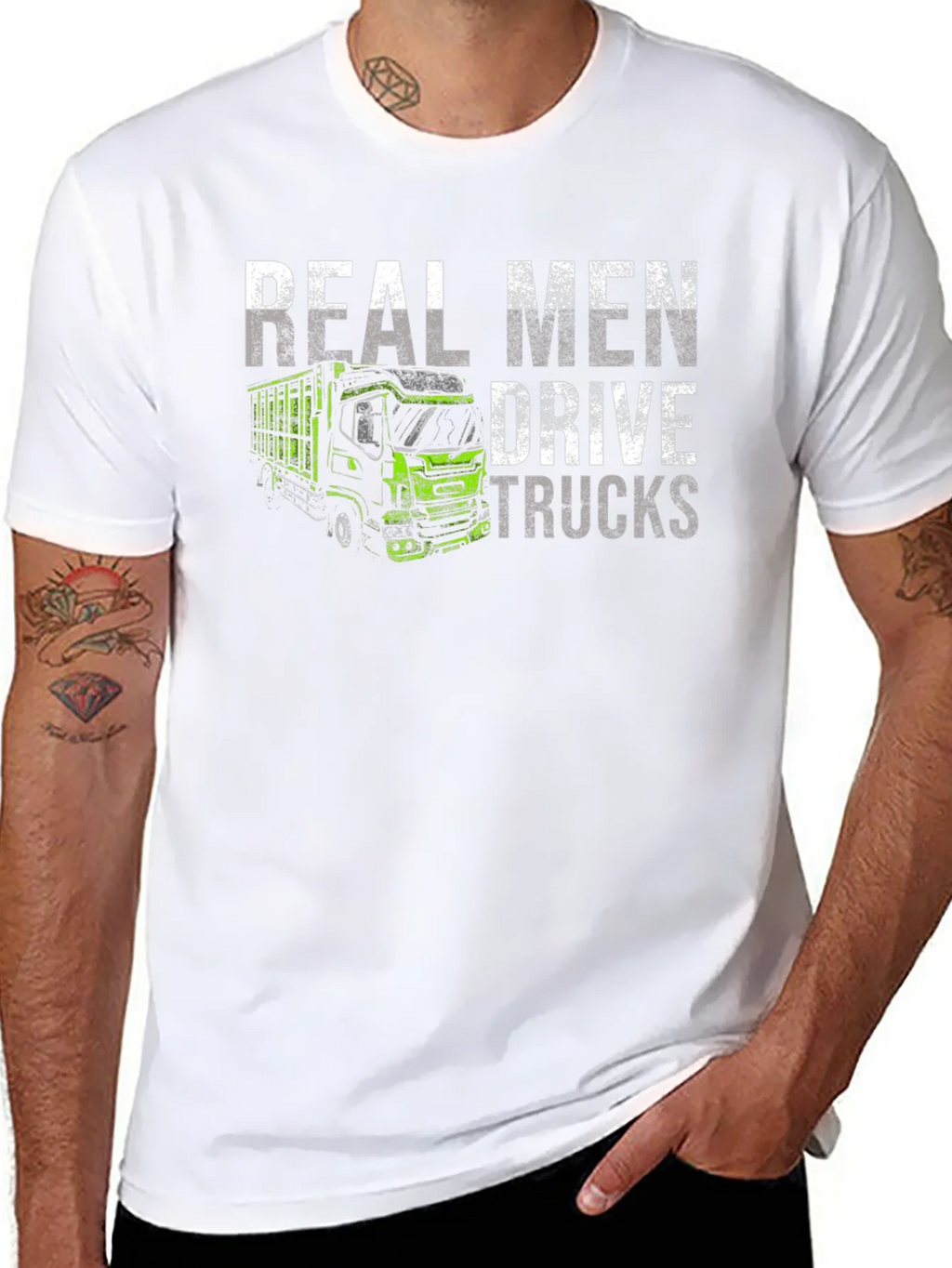 Real Men Drive Trucks Black T-Shirt