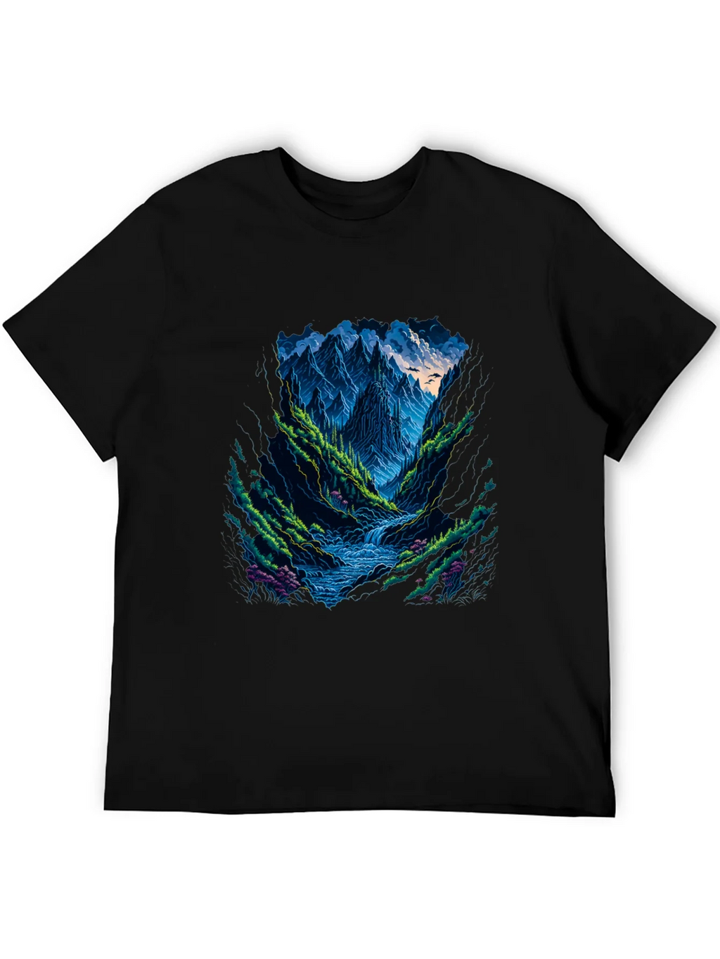 Mountain Stream Graphic Tee - Black