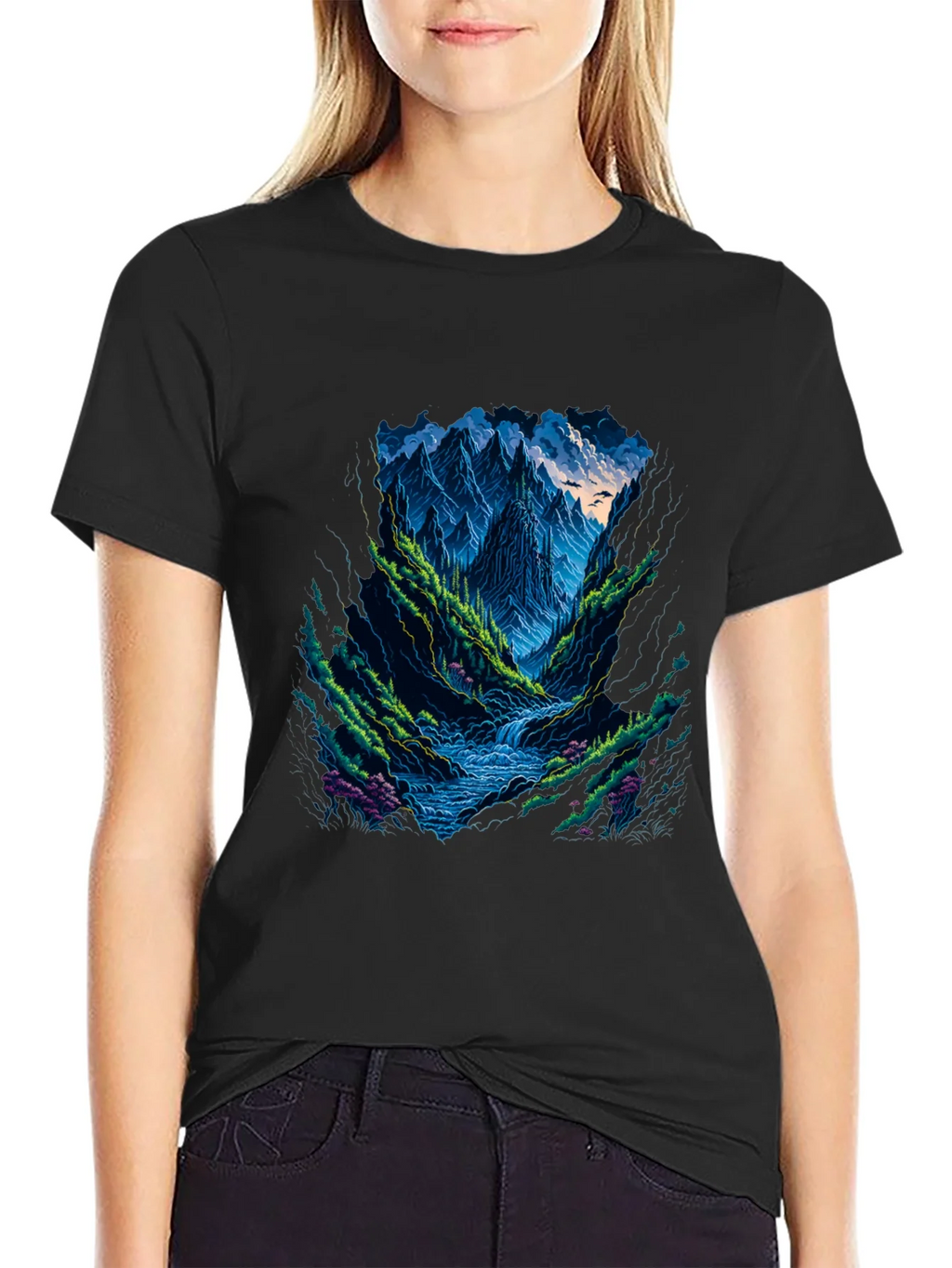 Mountain Stream Graphic Tee - Black