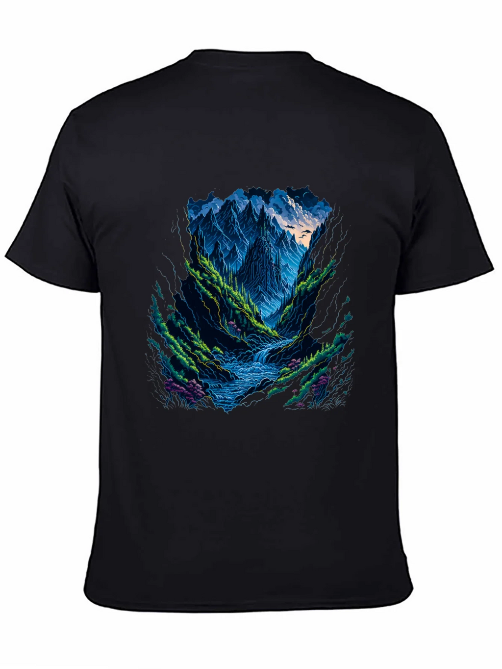 Mountain Stream Graphic Tee - Black