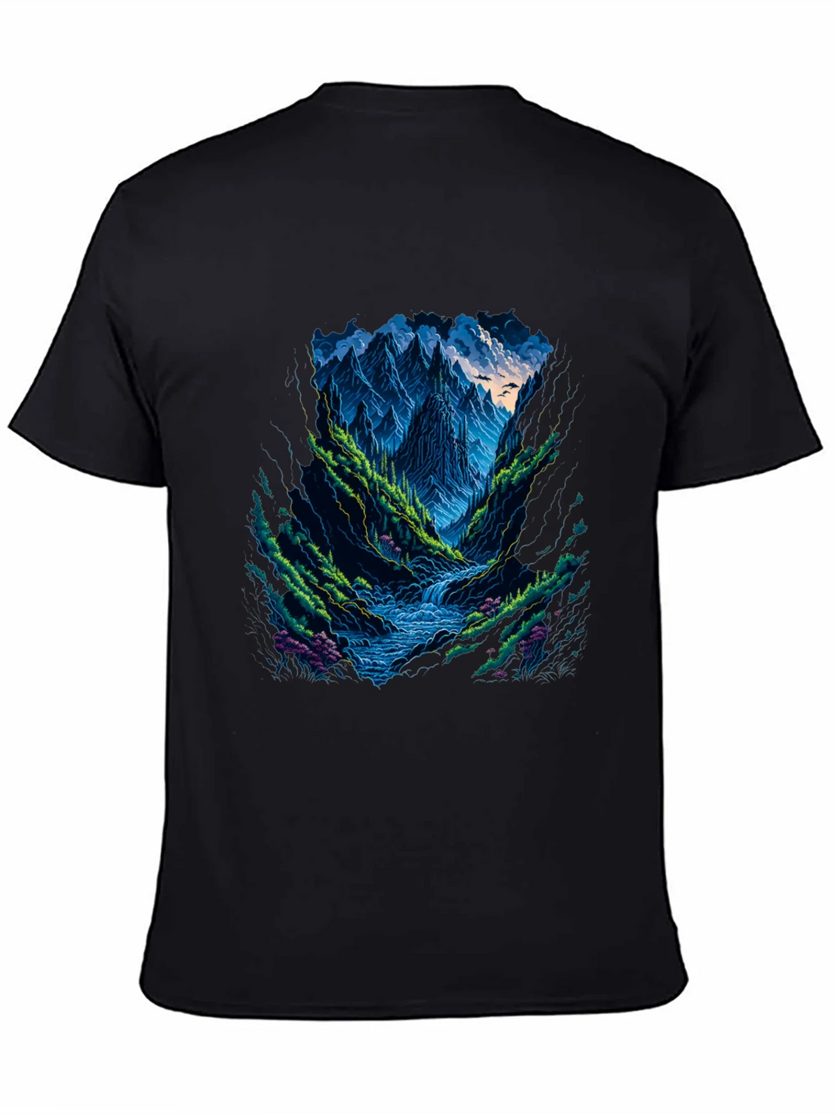 Mountain Stream Graphic Tee - Black