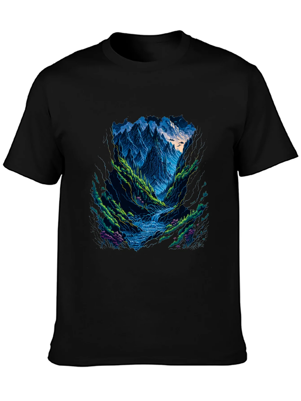 Mountain Stream Graphic Tee - Black