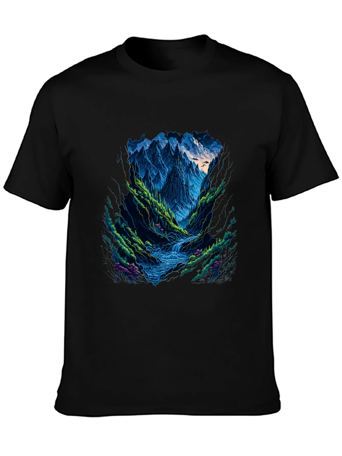 Mountain Stream Graphic Tee - Black