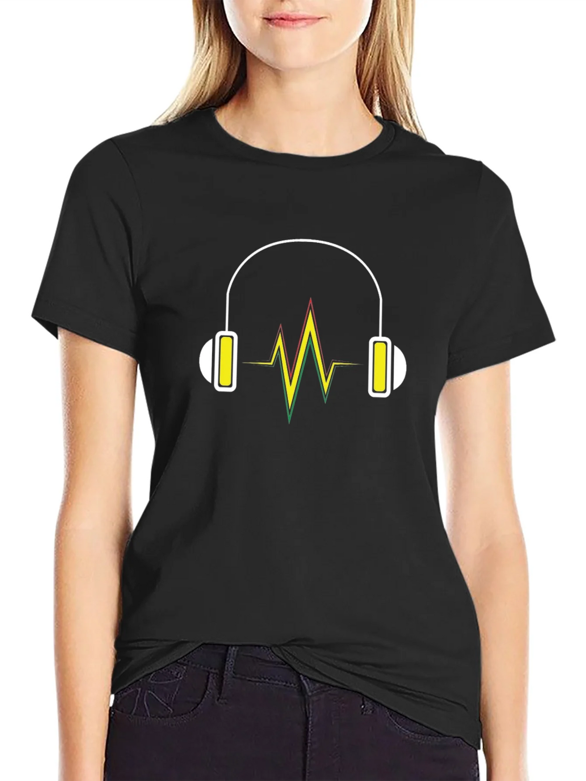 Headphone Vibe Tee - Black Cotton Comfort