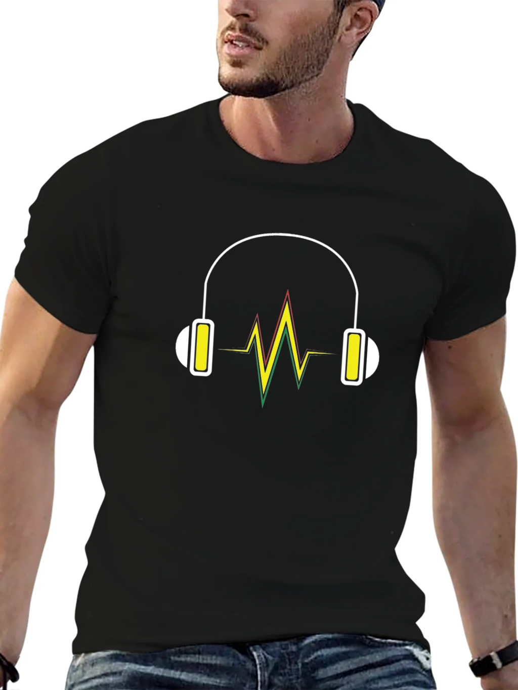 Headphone Vibe Tee - Black Cotton Comfort
